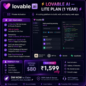 Lovable AI Lite – 1 Year Private Subscription